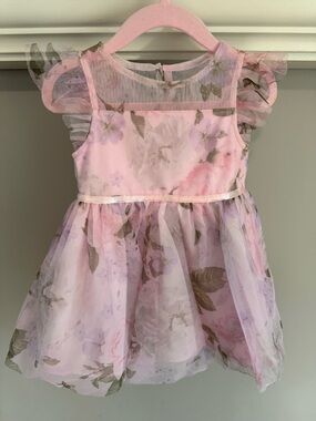 Pink Floral Tulle Toddler Dress